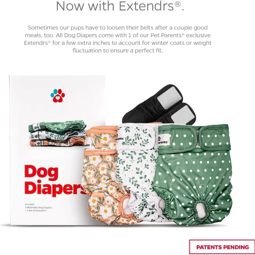 Pet Parents® Washable Dog Diapers (3pack) + Extendrs®